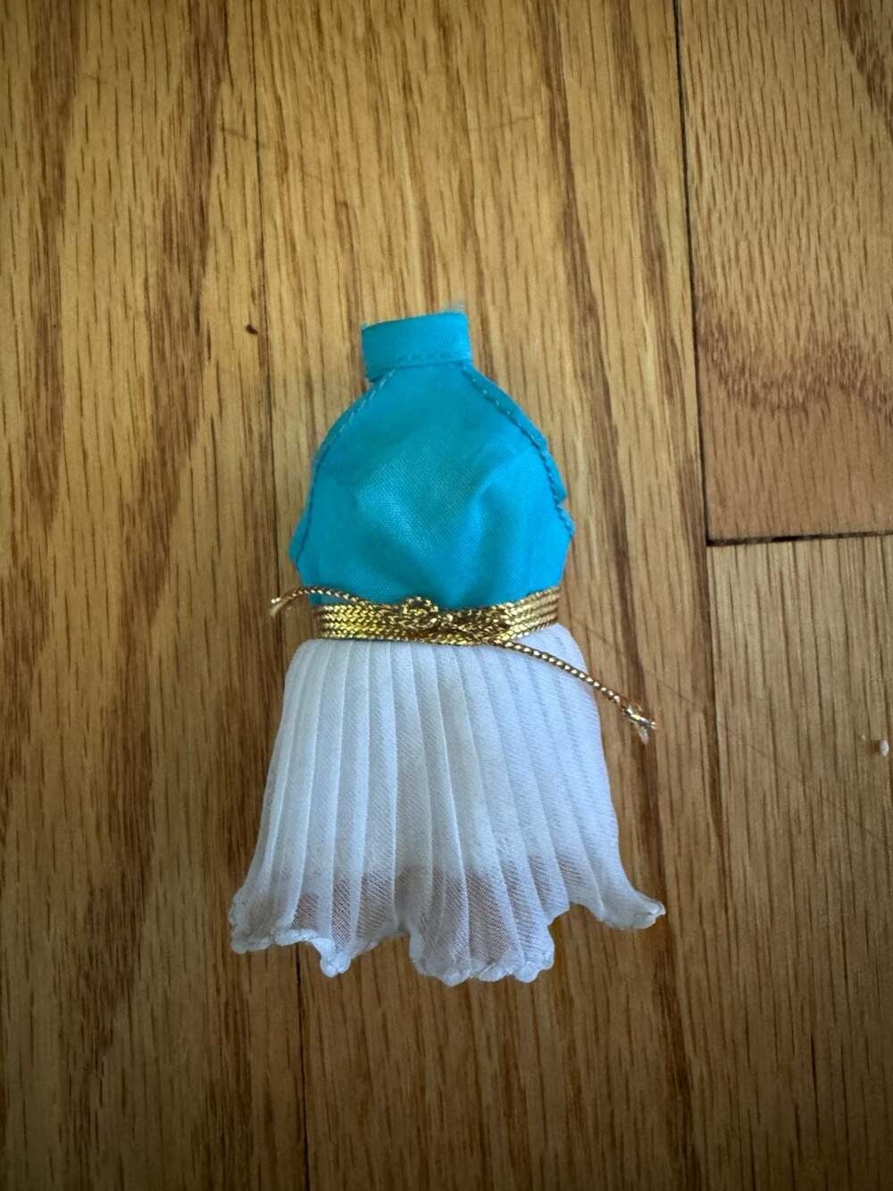 Vintage Topper Dawn Doll Dancing Teal and White Ruffle Halter Dress
